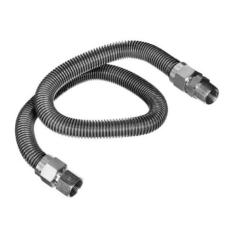 Gas Line Hose 3/8'' O.D.x72'' Length 1/2"" FIPx3/8"" MIP Fittings, Stainless Steel Flexible Connector -  FLEXTRON, FTGC-SS14-72F